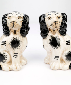 Staffordshire Dog Pair, Black and White with Brown Finish