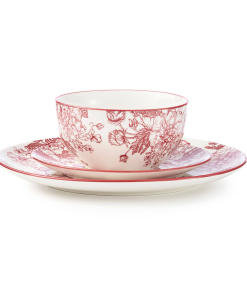Alternative view of Banbury Crimson Porcelain 12 Piece Dinnerware Set, Service For 4