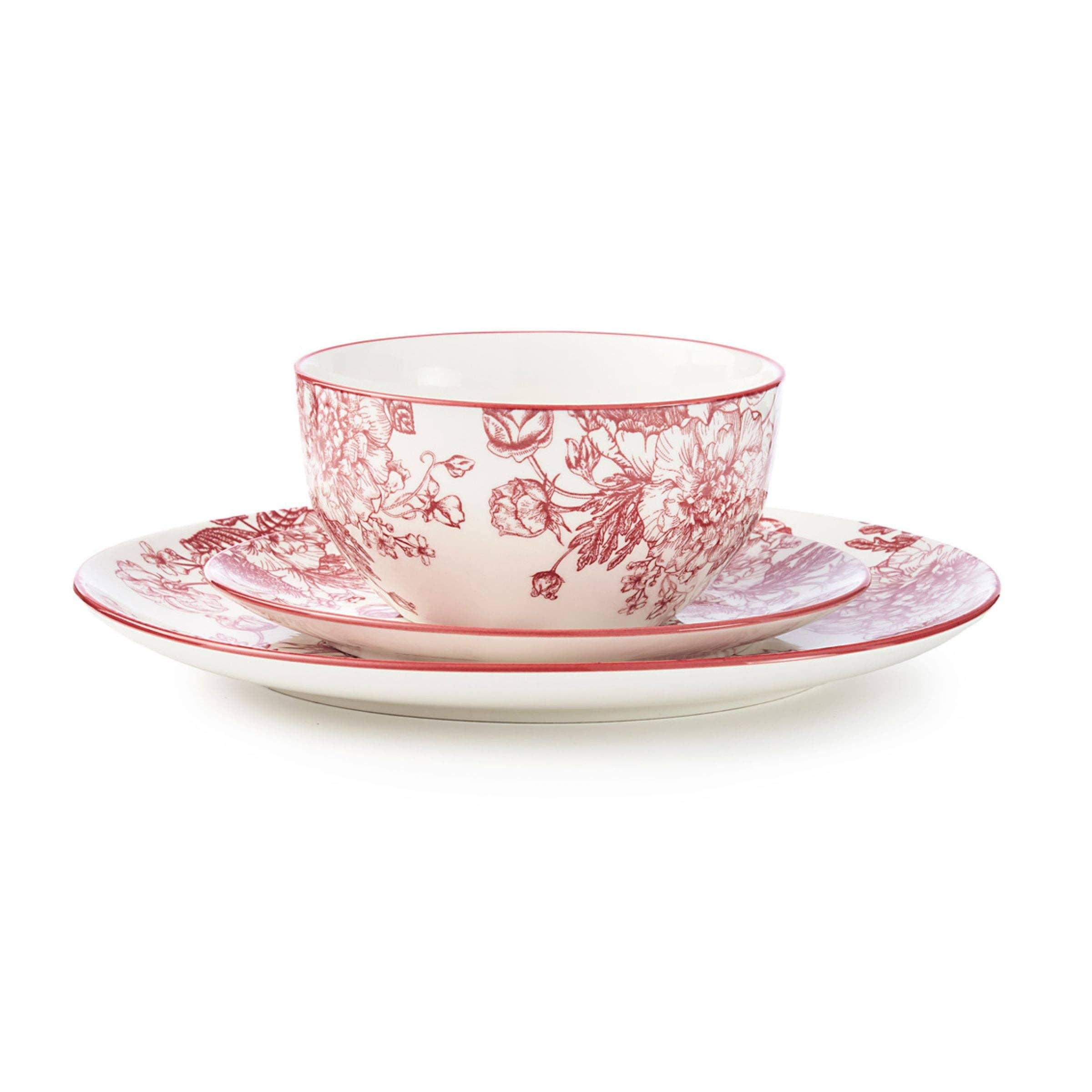 Banbury Crimson Porcelain 12 Piece Dinnerware Set, Service For 4 - Image 2