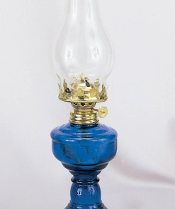Blue Glass Kerosene Lamp with Chimney